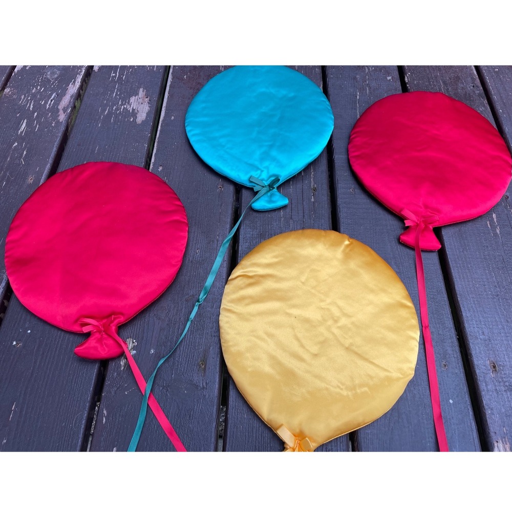 Kids Line Satin Balloon Wall Hanging Decor Set of 4 Red Yellow Teal Nursery